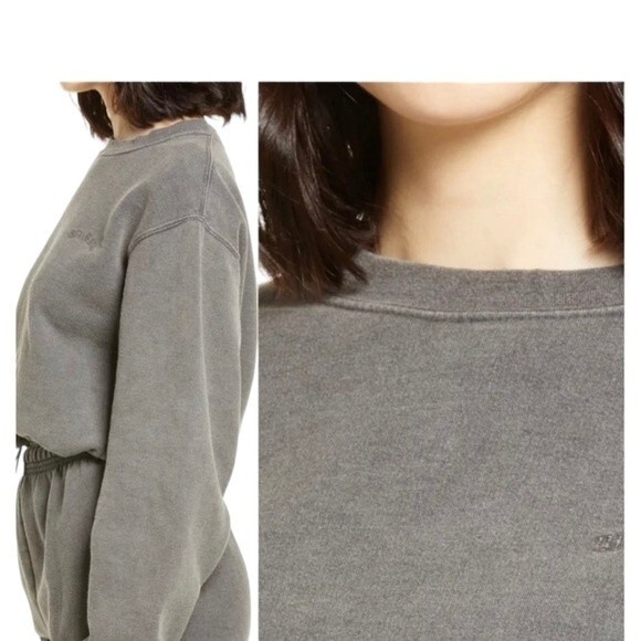 BDG Urban Outfitter Cropped Drawstring Crewneck Sweater Sweatshirt Top Neutral - Picture 15 of 15